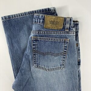 Vtg 90s Todd Oldham Med Wash Denim Flare Bell Bottom Jeans Size 9 Y2K